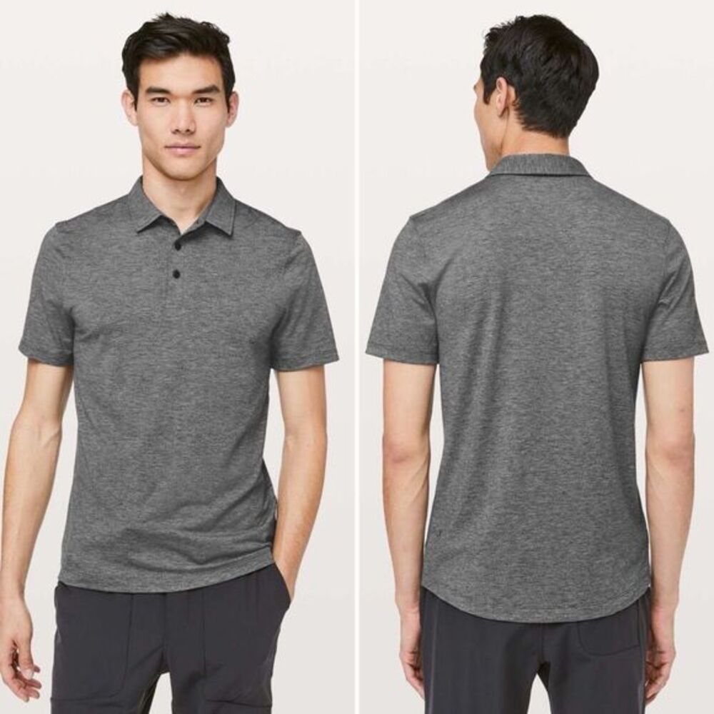Lululemon Men’s Evolution Short-Sleeve Polo Shirt in Heathered Black Size M